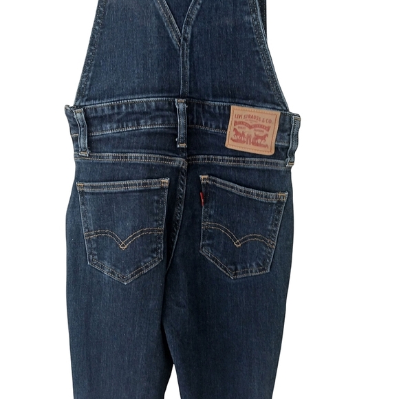 Levi's Overalls Utility Bib Skinny Leg Side Zipper Stretch Dark Wash Size 24 - Picture 6 of 16
